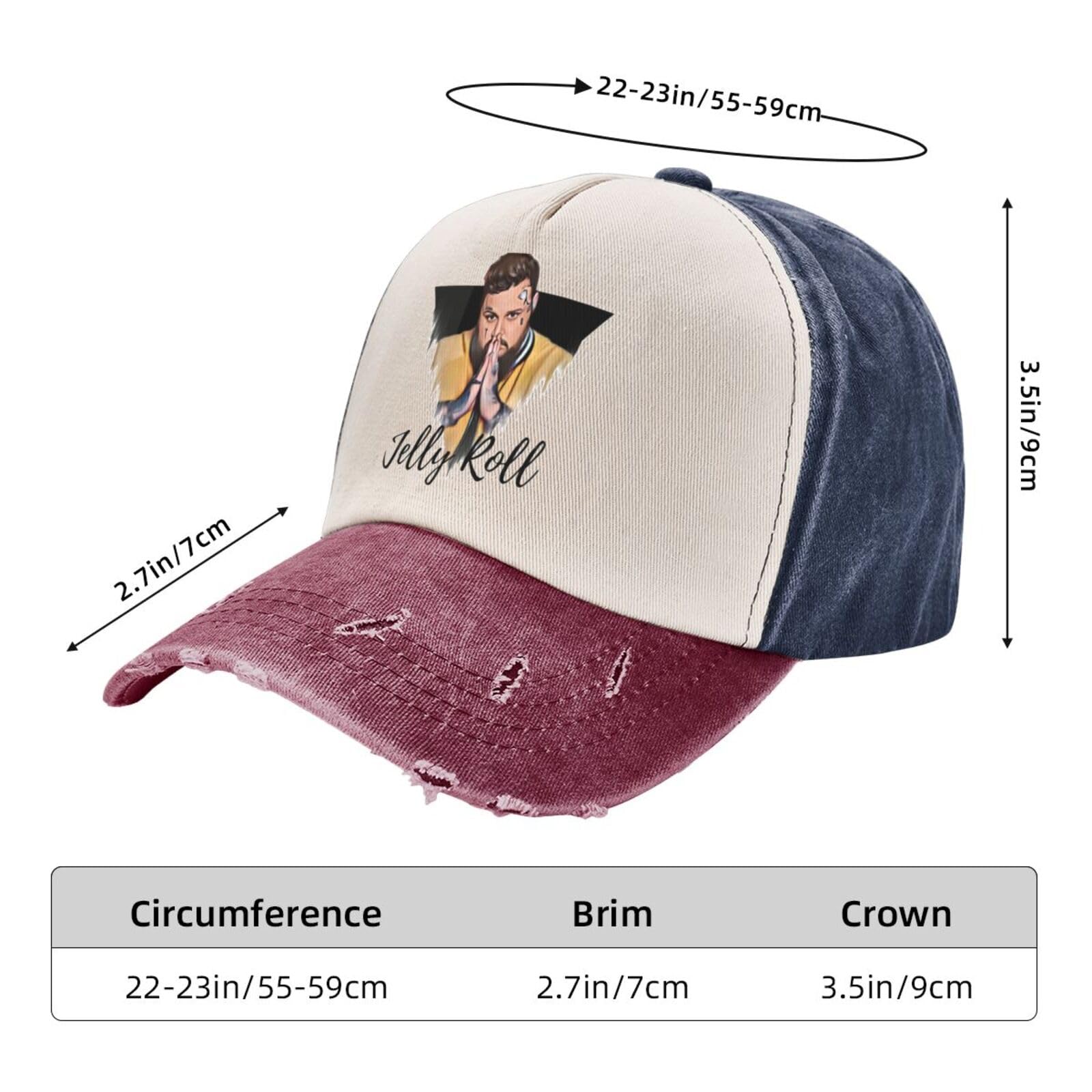 Jelly Music and Roll Unisex Vintage Washed Distressed Baseball-Cap Twill Adjustable Dad-Hat Navy and Red