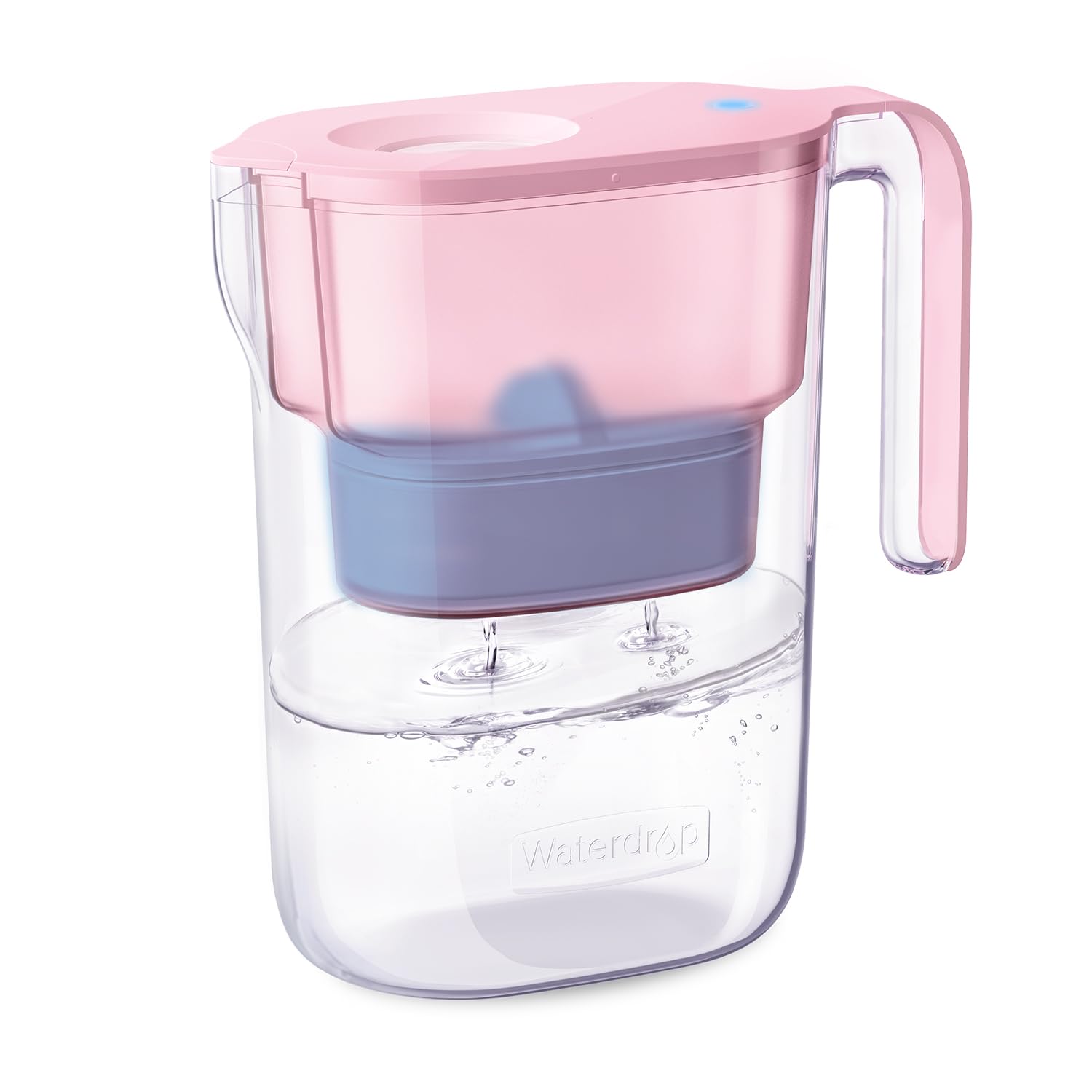 Waterdrop Alkaline Elfin 5-Cup Water Filter Pitcher with 1 Filter, Healthy, Clean & Toxin-Free Mineralized Alkaline Water (100 Gallons), Up to PH 9.5, BPA Free, Pink