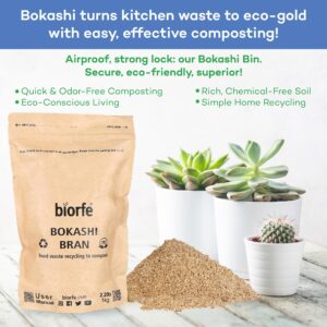 Biorfe Organic Bokashi Bran for Quick and Easy Composting 2.2 lbs, All-Season Compost Starter for Indoor Compost Bin, No-Odor Accelerator for Kitchen Composter