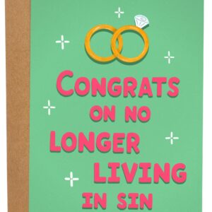 Sleazy Greetings Funny Wedding Card | Funny Congratulations Card | Rude Wedding Cards For Bride And Groom | Bridal Shower Cards | No Longer Living In Sin Card