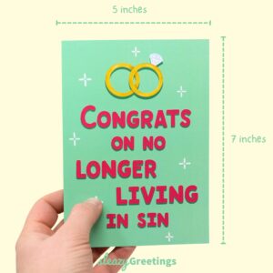 Sleazy Greetings Funny Wedding Card | Funny Congratulations Card | Rude Wedding Cards For Bride And Groom | Bridal Shower Cards | No Longer Living In Sin Card