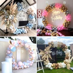 RUBFAC Round Balloon Arch Stand, 78.7 Inches Reusable Round Backdrop Stand Kit with Balloon Tools, Balloon Arch Frame for Wedding Birthday Baby Shower Photo Background Party Decoration