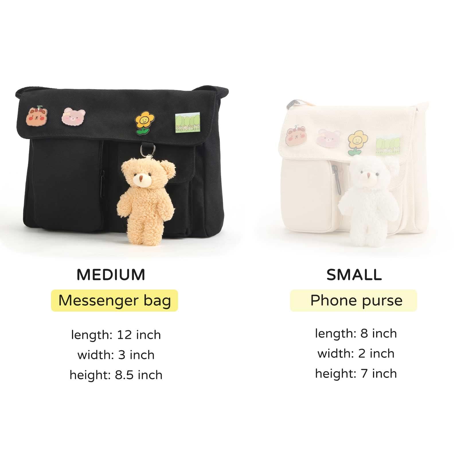 Phaoullzon Kawaii Crossbody Bag Cute Messenger Bags Canvas Shoulder Purse Gifts for Teens