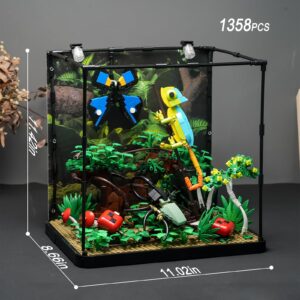 ENJBRICK Flowers Botanical Butterfly Garden Building Set for Adutls,Animals Insect Tank Building Toy Set for Boys and Girls 12 Years Up 1284PCS