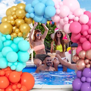 RUBFAC 174pcs Tropical Balloon Arch Kit, Rainbow Balloon Garland for Hawaiian Luau Summer Theme Party Decoration Birthday Baby Shower Bridal Wedding