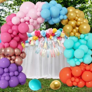 RUBFAC 174pcs Tropical Balloon Arch Kit, Rainbow Balloon Garland for Hawaiian Luau Summer Theme Party Decoration Birthday Baby Shower Bridal Wedding