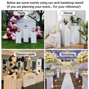 Vincidern 3PCs Metal Pedestal Stand for Party, White Display Pedestal Stands Pillars for Wedding, Sculpture Display Stand Column Decoration Pedestal Cube