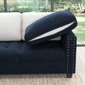 HONBAY Velvet Convertible Sectional Sofa L Shaped Couch with Storage Top Tray Ottoman Corner Sectional Couch with Reversible Chaise