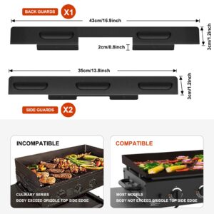 Wind Guards for Blackstone 17" Griddle, Magnetic Stainless Steel Wind Screen for Blackstone Grill, Protect Flame Hold Heat, Compatible with Hood & Side Shelf