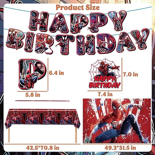 Spider Birthday Party Supplies for Kids, Spider Birthday Party Decorations Include Backdrop, Birthday Banner, Foil Balloons, Cupcake Toppers, Tablecloth for Spider Theme Party