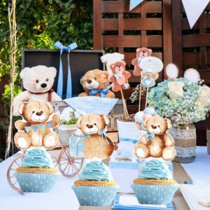 48Pcs We Can Bearly Wait Cupcake Toppers Teddy Bear Birthday Party Supplies Glitter Teddy Bear Cupcake Toppers Decorations for Baby Shower Bear Theme Birthday Party Gender Reveal Party Supplies