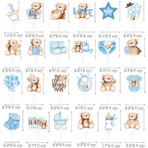 48Pcs We Can Bearly Wait Cupcake Toppers Teddy Bear Birthday Party Supplies Glitter Teddy Bear Cupcake Toppers Decorations for Baby Shower Bear Theme Birthday Party Gender Reveal Party Supplies