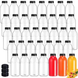 bokon 100 pack plastic juice bottles with caps for juicing clear reusable drink containers with lids empty pet beverages bottles bulk for juicing smoothies drinking beverages fridge(12 oz)