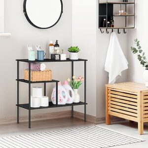 Black Console Table 31.5'' Narrow Entryway Table for Entry Industrial Sofa Tables with 3-Tier Storage Shelves for Living Room, Foyer, Hallway Table Entrance Table