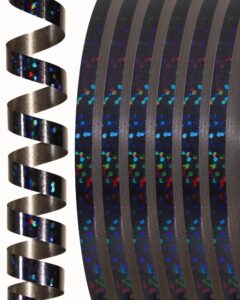 partywoo black ribbon, 600 yards curling ribbon for balloons, iridescent crimped ribbon, shiny curling ribbon for craft, ribbon for gift wrapping, wedding, florist flower (6 rolls, 100 yards/roll)