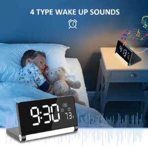 3 in 1 Alarm Clock, Digital Alarm Clock with Wireless Charging, 3 Colors Night Light, Large Display, Foldable Alarm Clocks for Bedrooms, Cool Stuff Alarm Clock