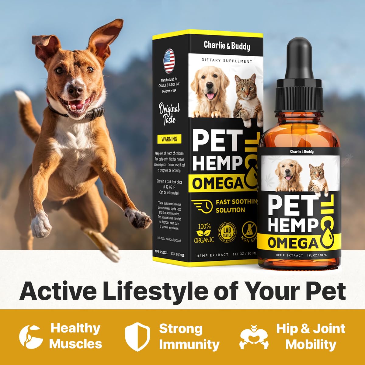 Charlie&Buddy Hеmp Oil for Dogs - Omega 3,6,9 for Skin, Coat, Anxiеty Relief and Jоint Pаin