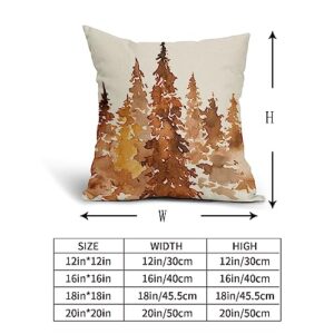 Fall Tree Pillow Covers 18x18 Set of 2 Rustic Autumn Decor Burnt Orange Watercolor Forest Decorative Throw Pillows Nature Themed Outdoor PillowCase Farmhouse Cushion Case for Sofa Couch Bed Porch