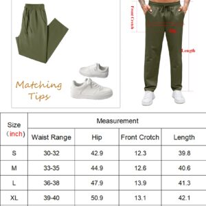 COOFANDY Men's Cargo Pants Regular Fit Elastic Waist Cotton Trousers Basic Drawstring Casual Pants Dark Green