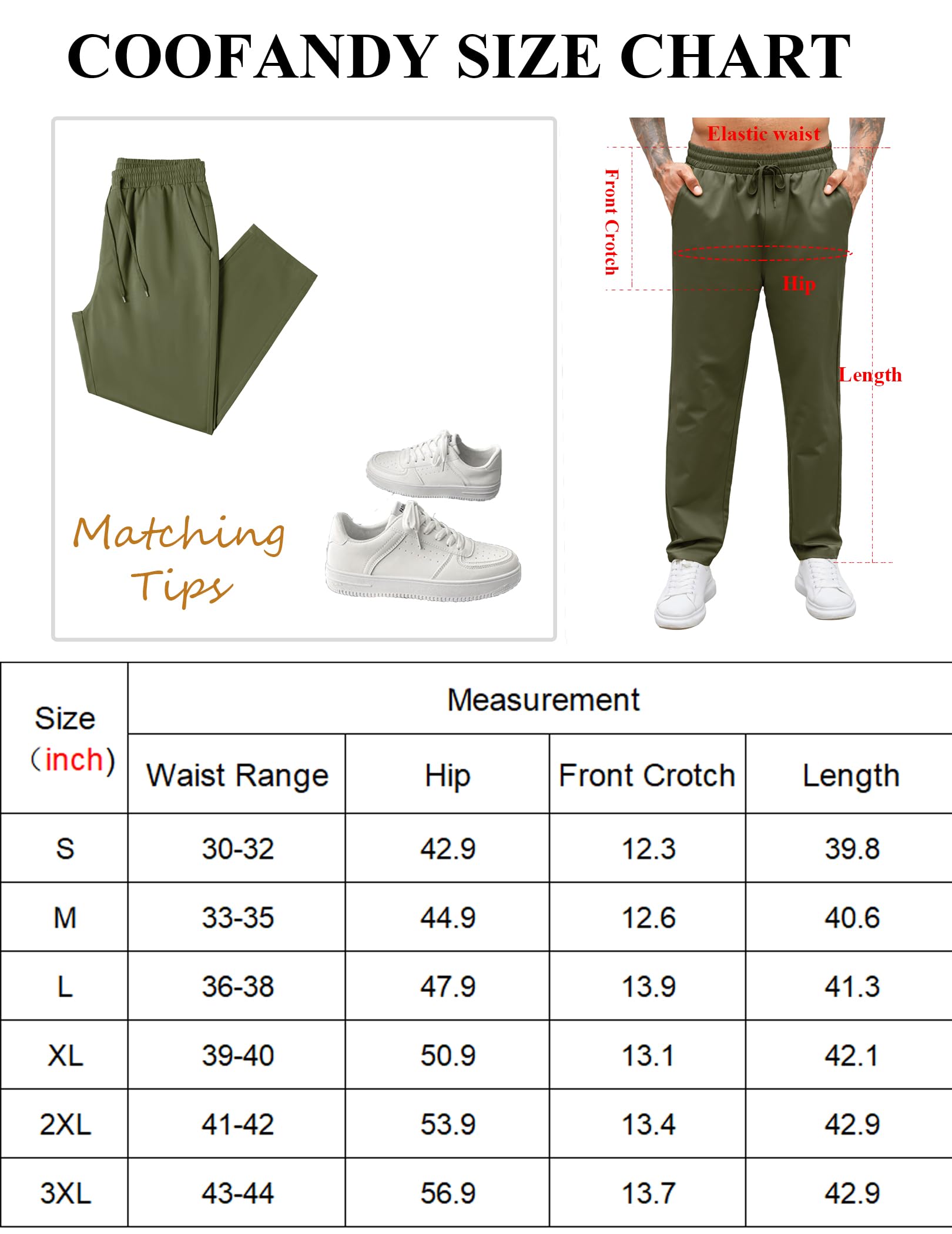 COOFANDY Men's Cargo Pants Regular Fit Elastic Waist Cotton Trousers Basic Drawstring Casual Pants Dark Green