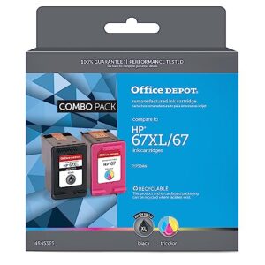 office depot® brand remanufactured high-yield black/standard yield tri-color ink cartridge replacement for hp 67xl/67, od67xl67cp