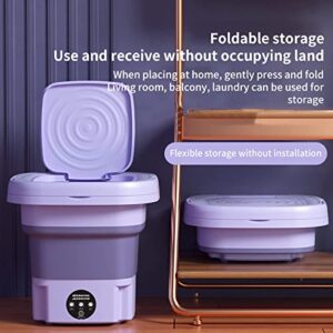 Fairnull 8L Portable Washing Machine, Foldable Mini Washing Machine, Small Washing Machine for Underwear, Baby Clothes, or Small Items, Suitable for Apartments, Dormitories, Camping, Travel (Purple)