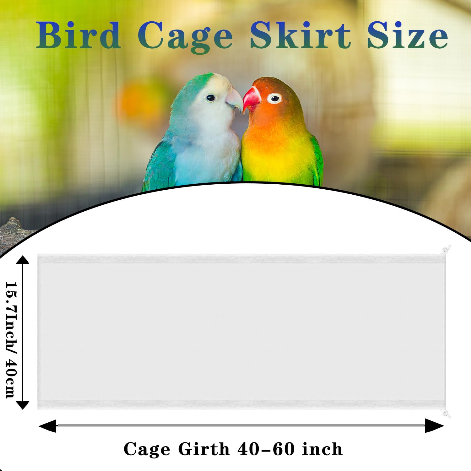 LWFCOEE Bird Cage Seed Catcher, BirdCage Skirt Guard, Adjustable Soft Nylon Mesh Bird Cage Netting Cover for Round Square Medium Bird Cages Circumference 40-60 Inch, White