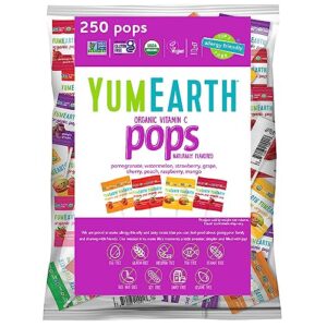 YumEarth Organic Vitamin C Pops Variety Pack, 250 Fruit Flavored Favorites Lollipops, Allergy Friendly, Gluten Free, Non-GMO, Vegan, No Artificial Flavors or Dyes