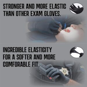 Blackwork Black Nitrile Exam Gloves - Large, Pack of 100 - Latex- & Powder- Free, Disposable, Comfrtable & Durable for Extended Wear - Tattoo, PMU, Medical, & Dental Gloves