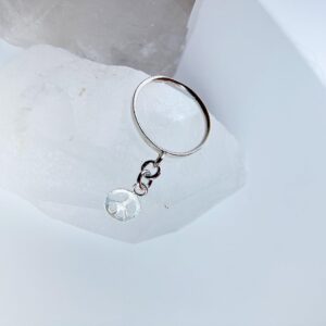 Peace Symbol Sign Charm Ring, Sterling Silver Ring, Dainty Stackable Ring, Smooth Textured Band Ring, Jewelry Inspirations