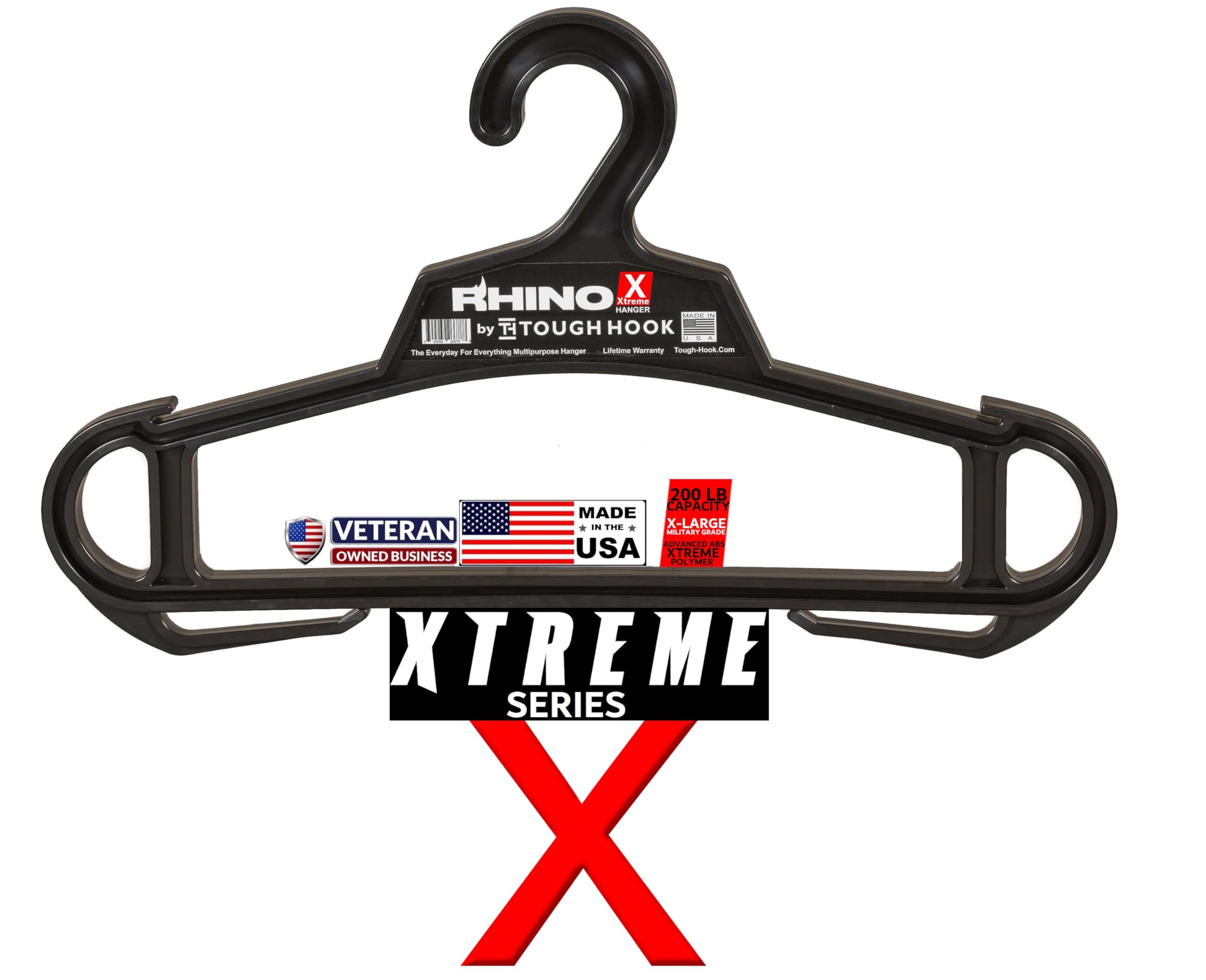 Tough Hook Rhino Xtreme Hanger, Black, Heavy Duty, 200 lb Capacity, Triangular, ABS Resin