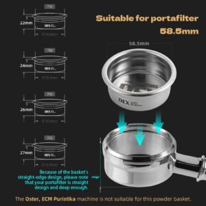 MHW-3BOMBER 58mm Espresso Filter Basket DEX 22g High Precision Basket Espresso Stainless Steel Coffee Filter FB5623