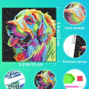 AyuqEjus Diamond Art Kits for Kids,4 Pack Diamond Art for Kids, Arts & Crafts for Kids Ages 8-12,Gem Art 5.9" X 5.9" (Cat Tiger Dog)