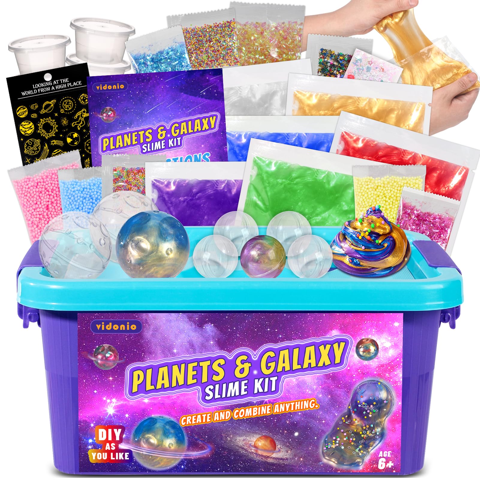 3LB 33 Pcs Galaxy Slime Kit, DIY Slime Making Kit for Boys and Girls, 8 Pack Galaxy Slime Balls, Solar System Space Galaxy Stickets, Crafting Supplies Party Favors for Kids…