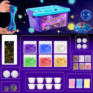 3LB 33 Pcs Galaxy Slime Kit, DIY Slime Making Kit for Boys and Girls, 8 Pack Galaxy Slime Balls, Solar System Space Galaxy Stickets, Crafting Supplies Party Favors for Kids…