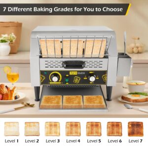 Dyna-Living Commercial Toaster 450 Slices/Hour Stainless Steel Restaurant Toaster Conveyor with Storage Boxes 2600W Heavy Duty Industrial Conveyor Toasters Bagel Toaster Conveyor Belt Toasters