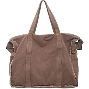 micmores tote bag for women, retro hobo purse crossbody handbag large canvas shoulder bags for school work travel shopping(brown)