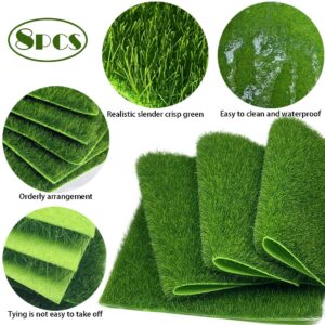 Tenalleys 8 Pack Fairy Garden Grass, Miniature Artificial Craft Grass, DIY Simulation Moss Craft for Garden Dollhouse Decor (6 x 6 in)