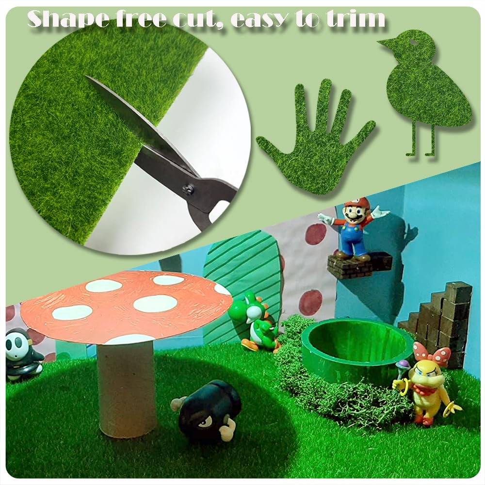 Tenalleys 8 Pack Fairy Garden Grass, Miniature Artificial Craft Grass, DIY Simulation Moss Craft for Garden Dollhouse Decor (6 x 6 in)