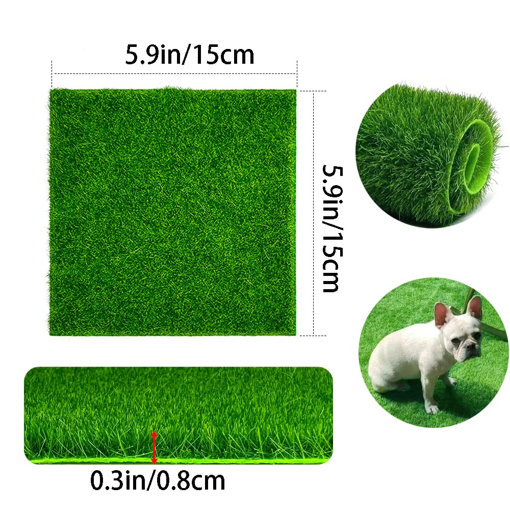 Tenalleys 8 Pack Fairy Garden Grass, Miniature Artificial Craft Grass, DIY Simulation Moss Craft for Garden Dollhouse Decor (6 x 6 in)