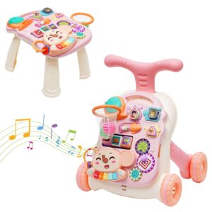 sit-to-stand learning walker kids activity center baby walker entertainment table steering wheel educational push toy for babies toddlers