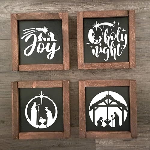 Christmas Stencil Christian Reusable Drawing Bible Stencils for Painting on Wood Crafts Cookie Canvas Shirts Ornament (26 Christmas 3in)