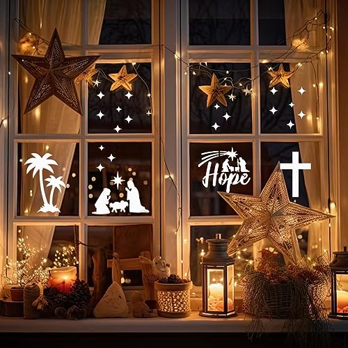 Christmas Stencil Christian Reusable Drawing Bible Stencils for Painting on Wood Crafts Cookie Canvas Shirts Ornament (26 Christmas 3in)