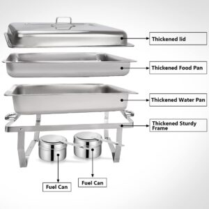 Granvell Rectangular Chafing Dish Buffet Set, Catering Food Warmer for Parties, Wedding, Birthday, Christmas, Chafing Server Dish, 8QT Water Pan, 4 Pack