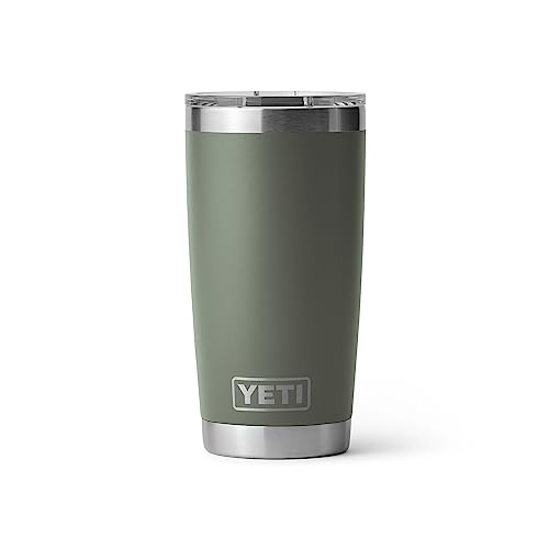 YETI Rambler 20 oz Tumbler, Stainless Steel, Vacuum Insulated with MagSlider Lid, Camp Green