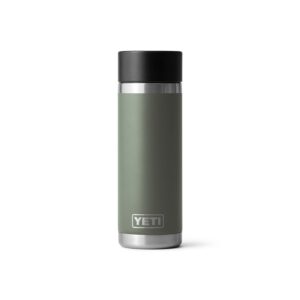 YETI Rambler 18 oz Bottle, Stainless Steel, Vacuum Insulated, with Hot Shot Cap, Camp Green