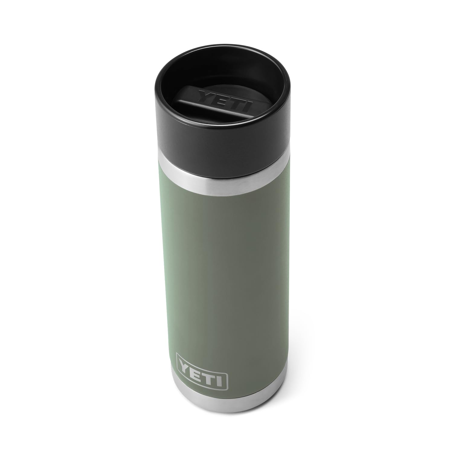 YETI Rambler 18 oz Bottle, Stainless Steel, Vacuum Insulated, with Hot Shot Cap, Camp Green