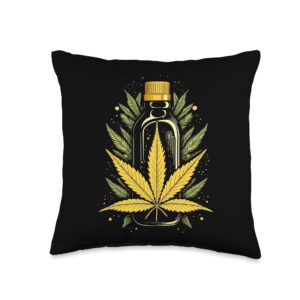 cannabis weed leaf cbd oil cannabinoid hemp medical throw pillow