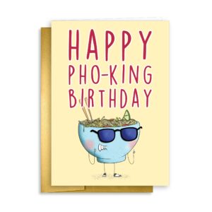 the letter bee - pho birthday card, food pun birthday card, funny birthday card, funny brithday card for friends, happy birthday card from him or her, funny card, pho card, ramen card (pho)