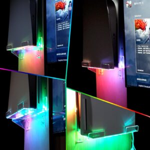 UCINNOVATE Acrylic Wall Mount for PS5, Wall Mount Kit with Dreamcolor LED Light Compatible for Playstation 5, Accessory for PS5 Gaming Console(Disc & Digital Edition)-Sturdy Wall Stand Hanger